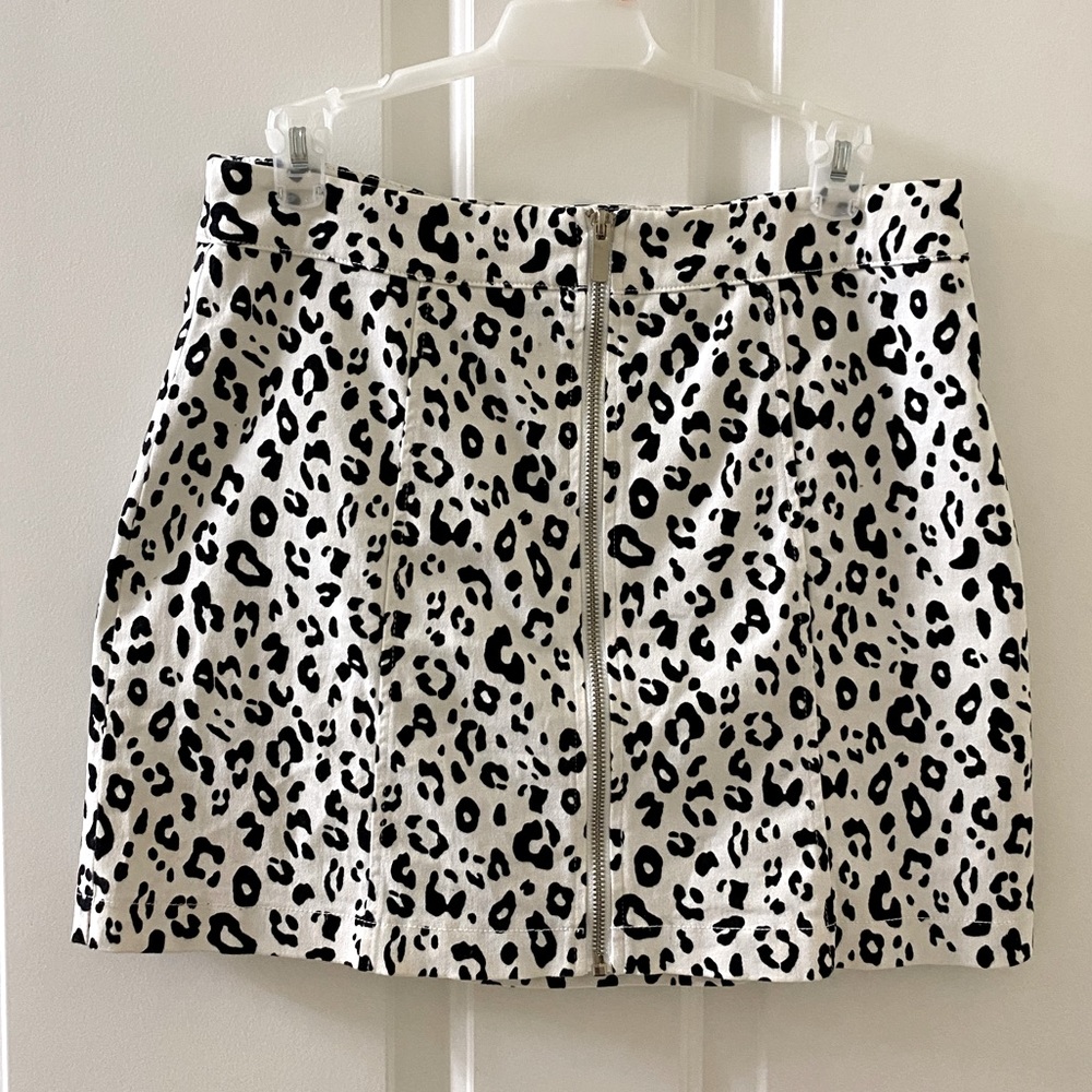 White Leopard Print Skirt
